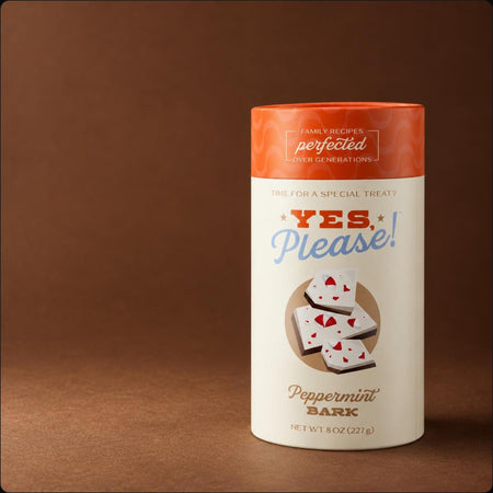 Peppermint Bark in cocoa brown packaging