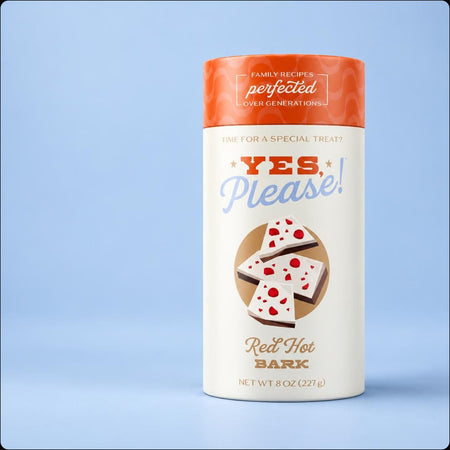 Red Hot Bark in powder blue packaging